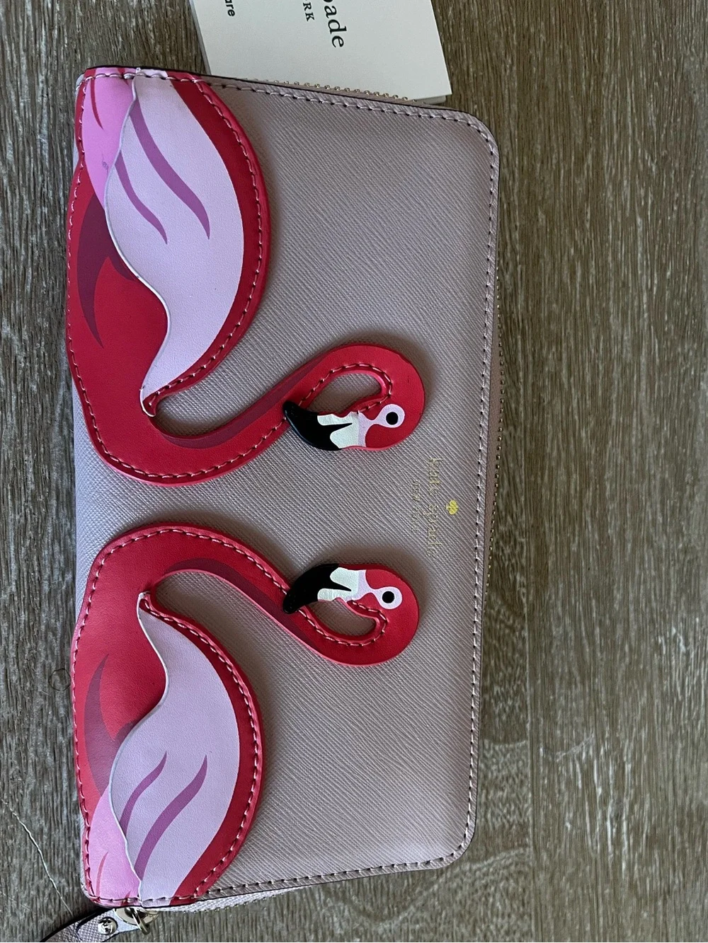 Kate Spade By The Pool Flamingo Large Zip Around Wallet NWOT